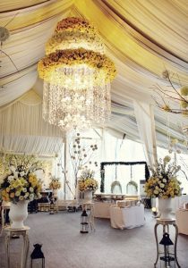 Arreglo Floral Colgante cristales para bodas y eventos