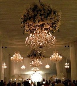 Flores Colgantes araña de cristal boda evento